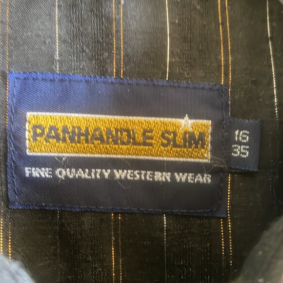 Panhandle Slim Pearl Snap Black With Gold Threading Long Sleeve Shirt Size 16-35 - Picture 3 of 14